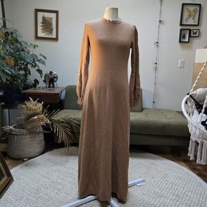 100% Cashmere Designer Maxi Thick Cashmere M Puff Sleeve Bodycon  Collar